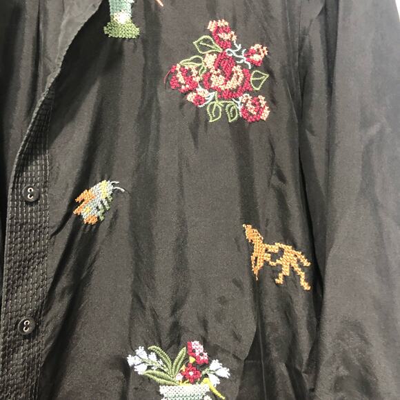 Johnny Was Women's Alexandria Embroidered Relaxed Silk Shirt Size L - Picture 6 of 10